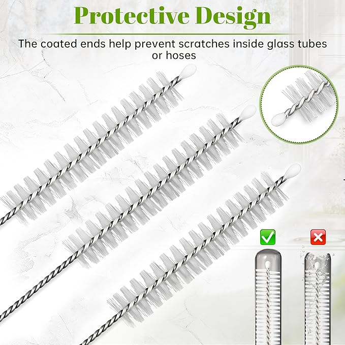 Straw Cleaner Brush Set, 10 Pieces 10 Inch Stainless Steel Handle Straw Brush Set, Extra Long Straw Brush for Tumbler, Sippy Cup, Water Bottle and Tubes