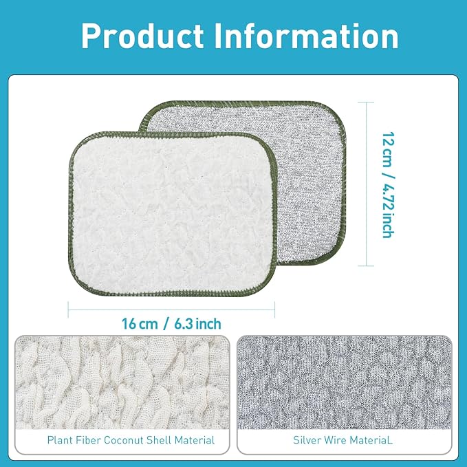 New Upgrade Non Scratch Wire Dishcloth, Multipurpose Wire Dishwashing Rags for Kitchen, Wet and Dry, Sinks, Cookware, Stove, Easy Rinsing, Reusable (6pcs, Small)