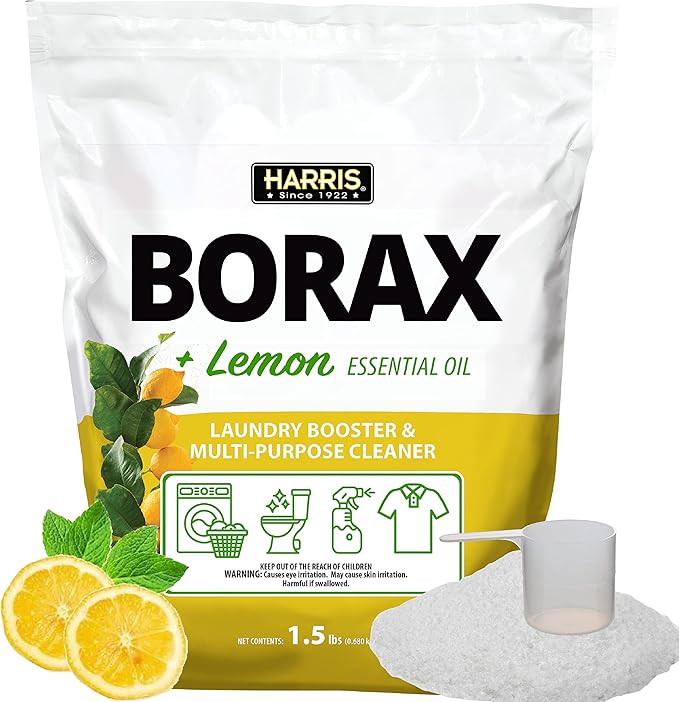 Harris Borax Powder Laundry Booster and Multipurpose Cleaner, 1.5lb (Lemon)