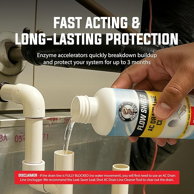 AC Drain Line Cleaner | Prevent Buildup and Overflow | 8oz - Up to 3 Months of Protection | Fast Acting & Long Lasting Bio-Enzymatic Formula
