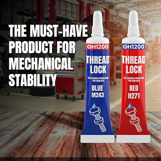 GH1200-6gx2 Pack Thread Lock Medium and Strong Strength for Nuts, Bolts, and Metals, Threadlocker Lock Tight & Seal Fasteners with Stable and Consistent Performance
