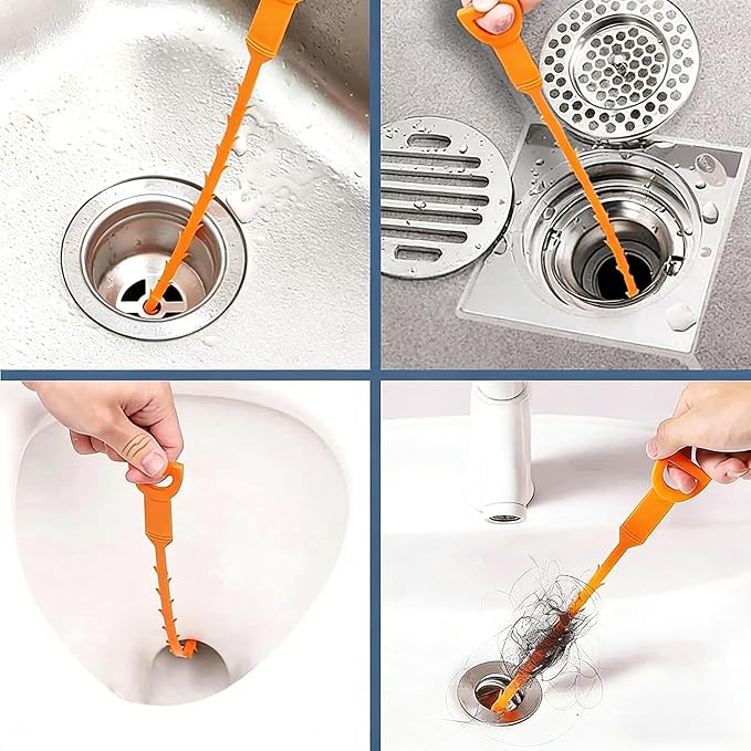 20 Inch Drain Snake, Drain Clog Remover – Reusable Flexible Snake Drain Hair Removal Tool for Sink, Drain Snake Hair Removal – Easy Use Plumbing Unclogger for Toilet, Bathroom Tub & Sewer (10 Pack)