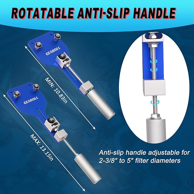 77750 Oil Filter Cutter Tool with Vise Jaw Plate, Oil Filter Cutter Cutting Tool for Filter Cutting Range 2-3/8" to 5" (Blue)