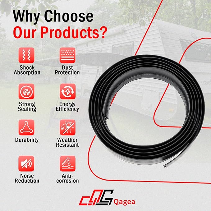 Qagea 018-546 RV Slide Out Clip Rubber Seal Weather Stripping with 2 Wiper is Suitable for RV Camper Door Window Channel (35 Ft)