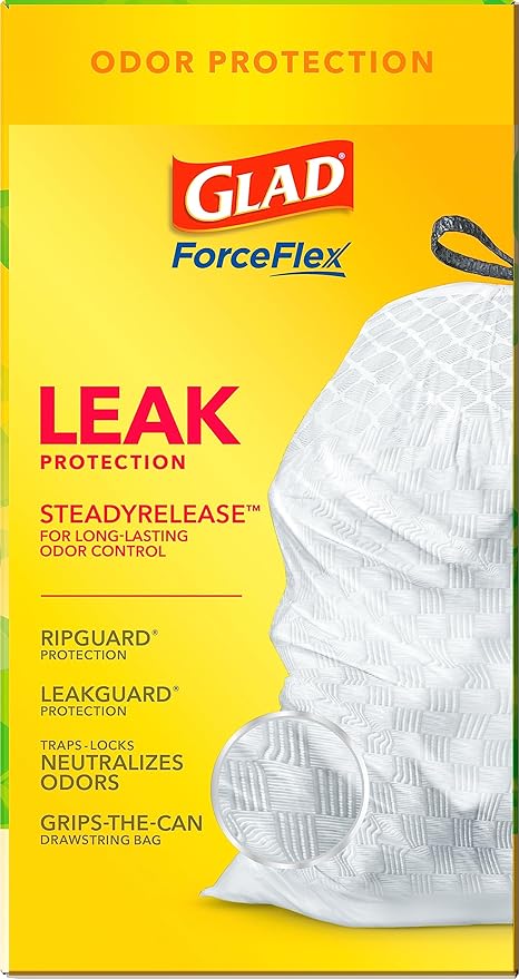 Glad ForceFlex Tall Kitchen Drawstring Trash Bags,13 Gal,Gain Original,80 Ct (Package May Vary),(Pack of 3)