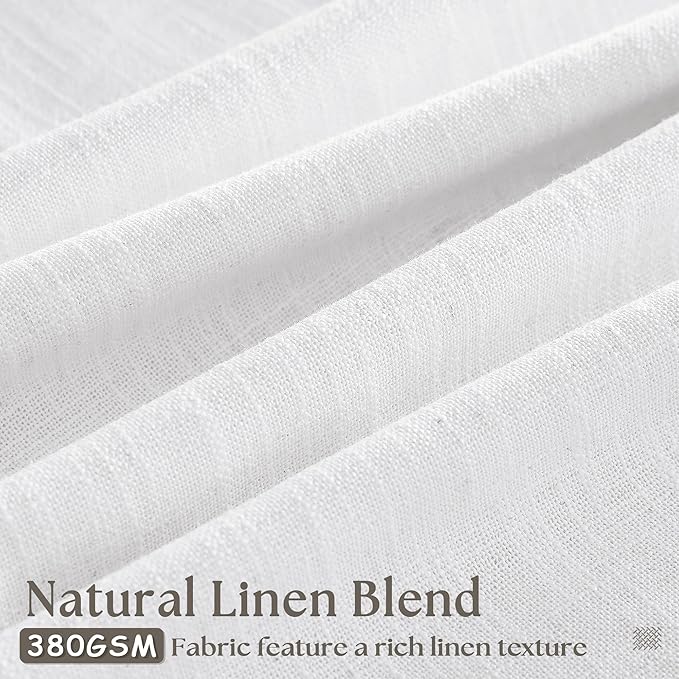 Pleated Linen Curtains 120 Inches Long 60 Inch Width Extra Wide for Living Room Bedroom White Semi Sheer 120 Inch Length Back Tab Hooks Rings Pinch Pleat Curtains for Patio Glass Door 1 Panel