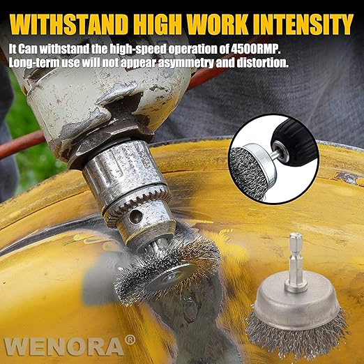 20 Pack Wire Brush Wheel for Drill Set, Wire Brush for Drill 1/4 Inch Hex Shank 0.012 inch Coarse Carbon Steel, Wire Wheel for Drill for Cleaning Rust and Abrasive,Wire Brush Drill Attachment