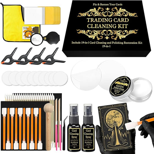 272 Pcs Card Care Clean Kit,Trading Card Cleaning Kit with Fixing Jig and EVA Shaping Foam, Suitable for PSA Rated Baseball Football Basketball Sports Cards Card Care (Black)