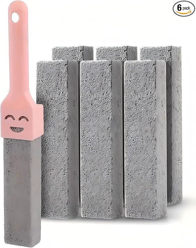 6 Pack Pumice Stone for Cleaning,Pumie Scouring Stick with Handle, Heavy Duty Toilet Pumice Stone for Toilet, Hard Water Toilet Ring Remover, for Toilet, Pool Tile, Sink, and Bathroom