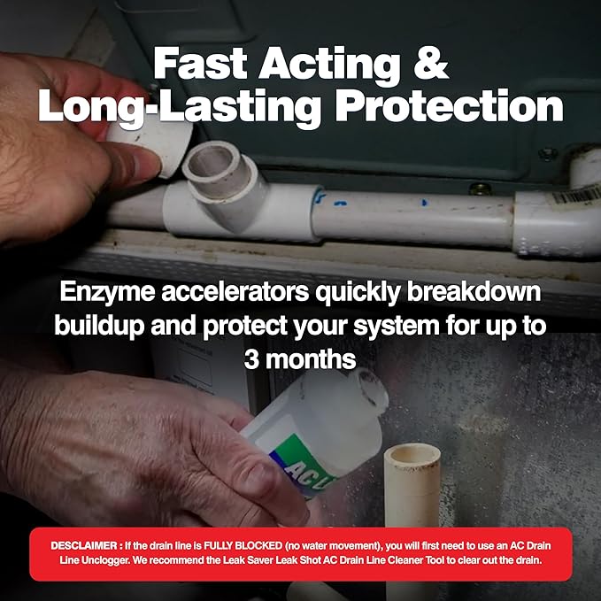 AC Drain Line Cleaner - 4 Pack / 12 Month Supply - Cleans HVAC drain lines, condensate lines, and more