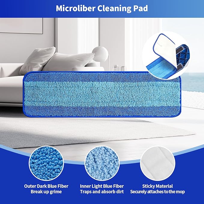 15-Pack Microfiber Mop Pads for Bona Mpo- Washable Reusable Refills for Hardwood, Tile & Multi-Surface Floors | Pet Hair & Stain Remover