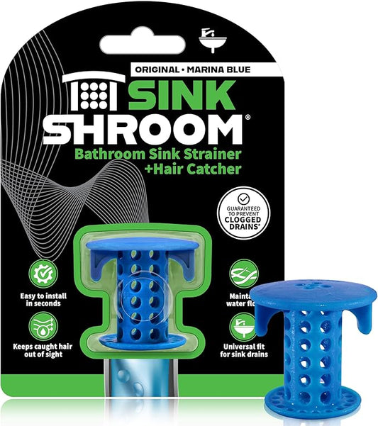 SinkShroom SSBLU988 Sink Drain Protector Hair Catcher/Strainer/Snare, Blue