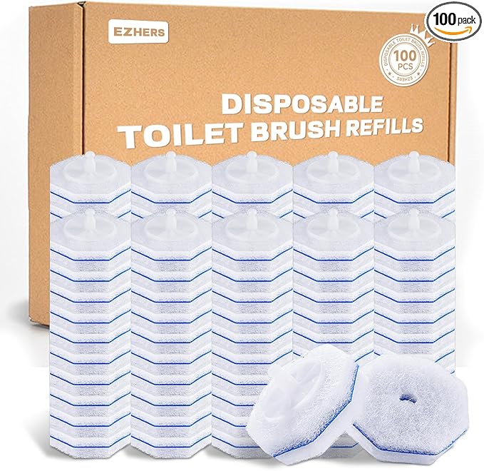 100 Count Toilet Wand Refills Compatible for Clorox, 5X Cleaning Power Toilet Bowl Cleaners & High-Density Disposable Toilet Brush Scrubber - No Falling Apart, Instant Foam Cleaning