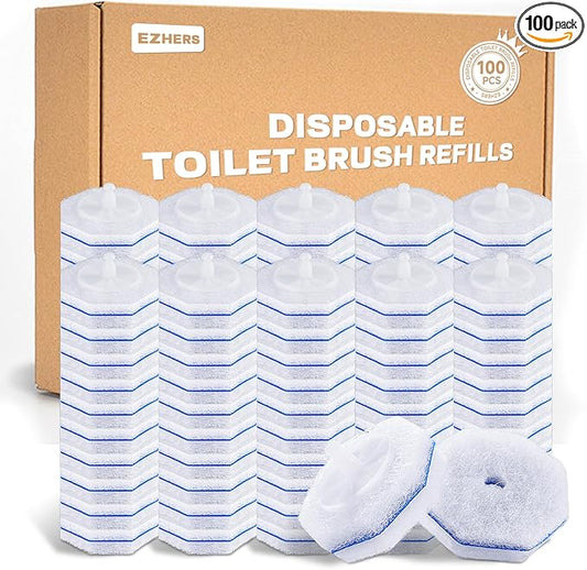 100 Count Toilet Wand Refills Compatible for Clorox, 5X Cleaning Power Toilet Bowl Cleaners & High-Density Disposable Toilet Brush Scrubber - No Falling Apart, Instant Foam Cleaning