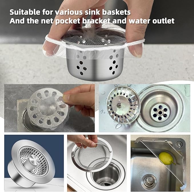 XMALL Disposable Residue Filtering Bag 200 PCS, Suitable For Collecting Garbage And Debris From Kitchen Sinks And Bathroom Drains To Prevent Blockages In Waterways, Kitchen Essentials Sink Filter Nets