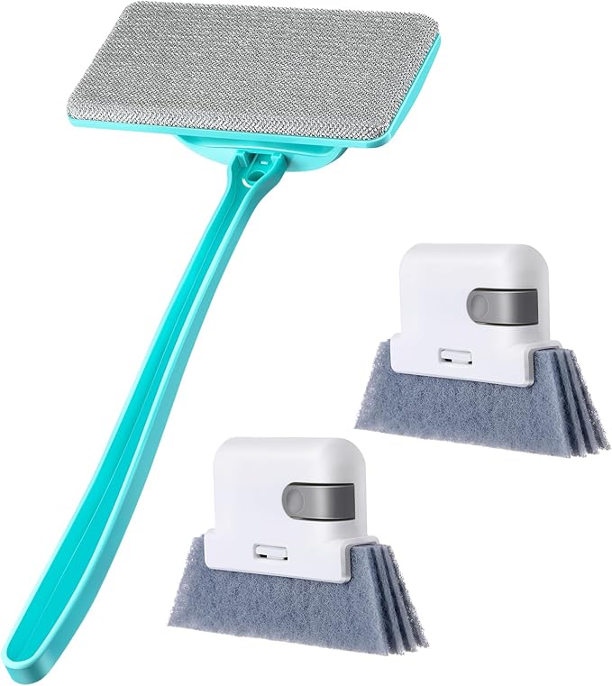Mesh Screen Cleaner with 2 Pack Track Cleaner Tool Includes Detachable, Dual Use Wet and Dry Window Screen Brush for Easy, Efficient Cleaning