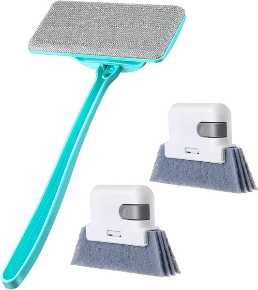 Mesh Screen Cleaner with 2 Pack Track Cleaner Tool Includes Detachable, Dual Use Wet and Dry Window Screen Brush for Easy, Efficient Cleaning