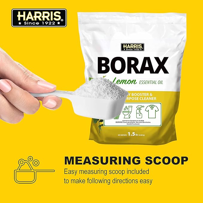 Harris Borax Powder Laundry Booster and Multipurpose Cleaner, 1.5lb (Lemon)