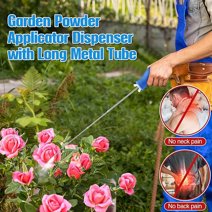 2PCS Diatomaceous Earth Powder Duster, Longer 9" to 22" Retractable Garden Powder Applicator Dispenser, 8 oz Bulb Duster Sprayer Insect for Home Organic Gardening Agricultural Supply (Blue)
