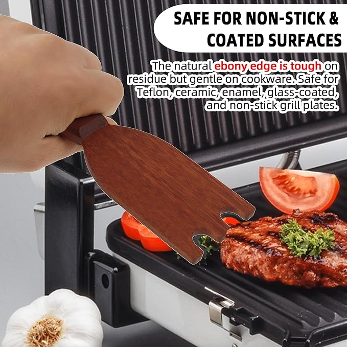 TonGass Ebony Grill Scraper Compatible with George Foreman 1925B01B, Upgrade Grill Spatula for George Foreman Indoor Grills & Most Other Indoor Grills with Grooves, Heat-Resistant & Durable