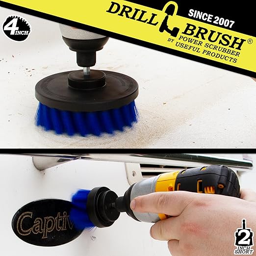Kayak Cleaning Brush - Pool Scrubbing Tool - Boat Power Scrubber - Blue Medium Stiffness 5in Scrub Brush - Power Cleaning Tool - Fish Tank Scrubber - Aquarium Cleaner - Marine Vessels - Pool Liner