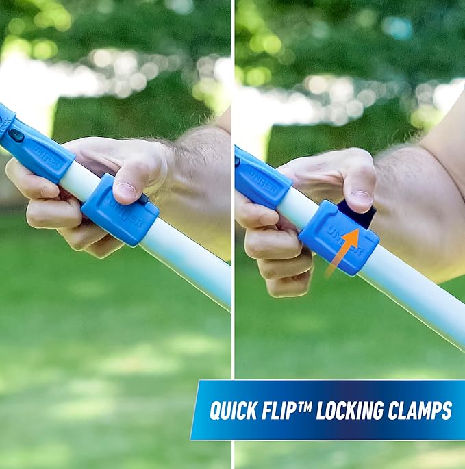 Unger Professional Connect & Clean 6 - 18 Foot Telescoping Extension Multi-Purpose Pole with Quick-Flip Clamp, Window Cleaning, Dusting, Silver