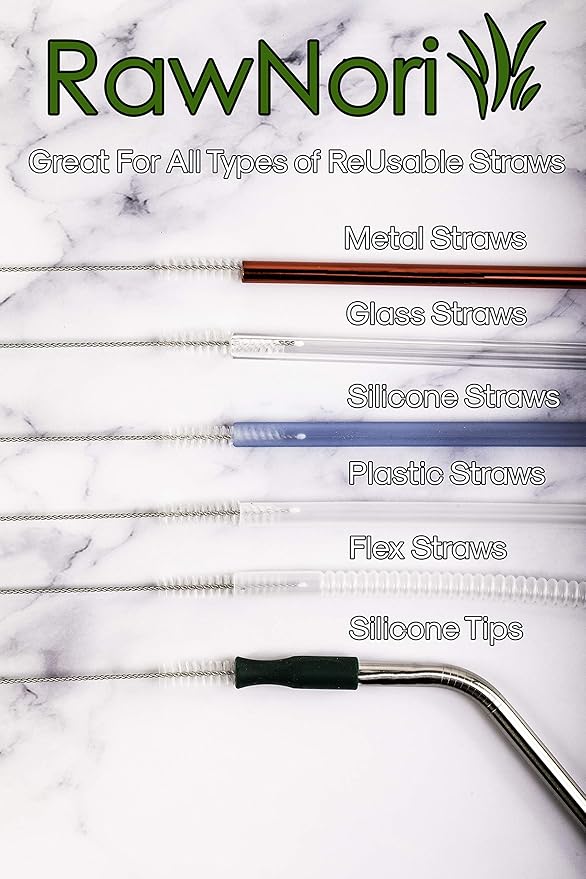 2 Drinking Straw Cleaning Brush Long - Bristle Cleaner for Stainless Steel Drink Straws Heavy Duty Brushes for Washing Glass Silicone Metal Straws Tea Pot Spout Mini Micro Bottle