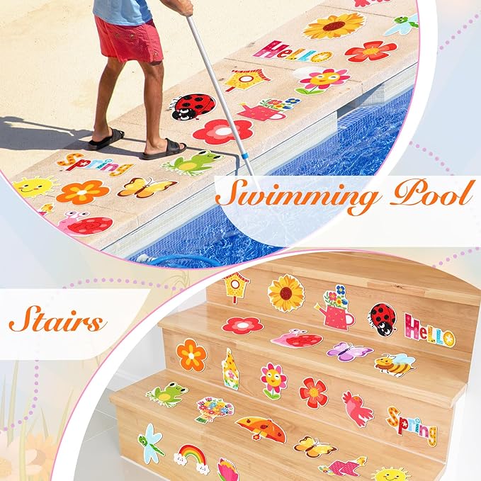 Yaomiao 24 Pcs Spring Non Slip Bathtub Stickers Shower Stickers Anti Slip Decal Threads Adhesive Appliques with Scraper Adhesive Decals for Safety Bathroom Tubs, Shower Floor, Stairs