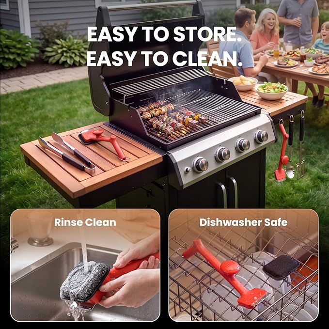 ThermoMaven BBQ Grill Brush Bristle Free - 17" Safe Steam Grill Cleaner Brush with Scraper and 5 Brush Heads for Porcelain/Gas/Charcoal Grill Outdoor Grill Barbecue Cleaner