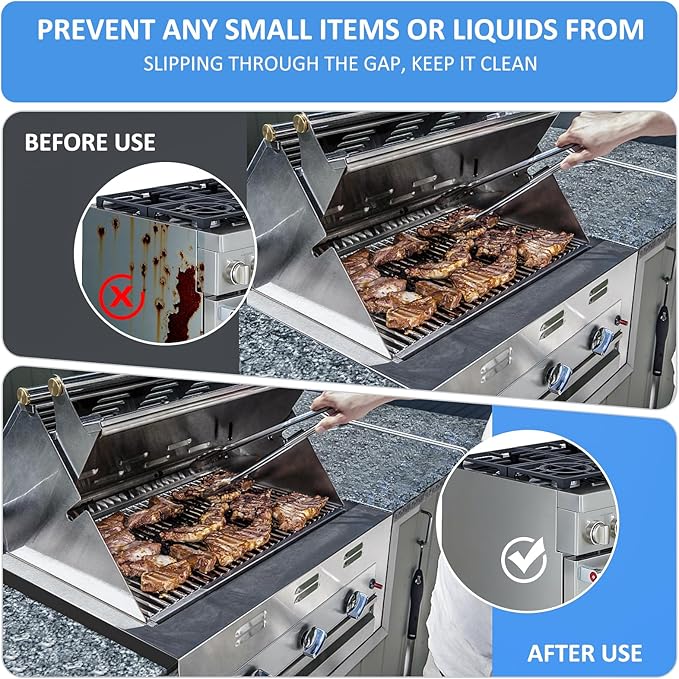 Stainless Steel Stove Gap Covers, 2 PCS Kitchen Stove Counter Gap Filler, Stove Guard Counter Gap Cover Length 23.4" Heat Resistant & Easy to Clean - Black