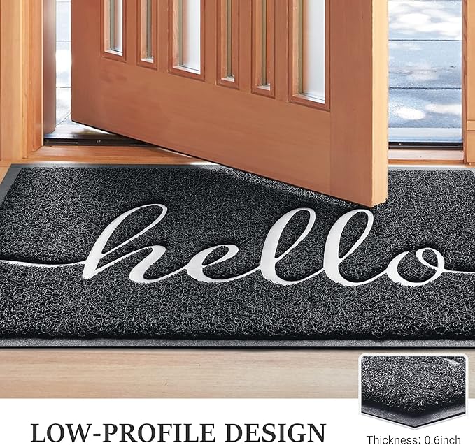 Door Mat (36"x24",Black) Welcome Mat Low Profile Front Doormat Indoor Outdoor Door Non Slip Rugs for Entryway, Patio, High Traffic Areas