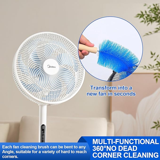 6 PCS Fan Cleaner Brush Towels kit - Bendable Fans Cleaning Brush Cobweb Duster Microfiber Head Crevice Dust Collector, Washable Fan Blade Cleaner, for Air Conditioning Home Car Vents Curtain Shutters