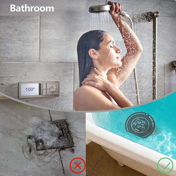 2-in-1 Shower Drain Hair Catcher & Bathtub Drain Cover, Odor-Proof Silicone Hair Stopper for Bathroom, Tub, Sink, Kitchen, Laundry - Prevents Clogs and Unpleasant Smells (2, Grey)