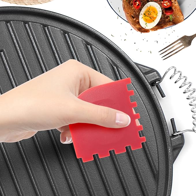 Pan Scraper Grill Scraper Grill Pan Scrapers cast Iron Scraper Grill Brush Scraper pan Scraper 2Pcs＋1pcs Cleaning Brush (3pcs Set)