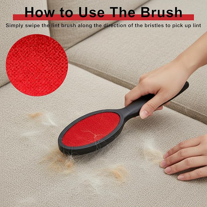 2 Pcs Lint Brushes for Clothes, Dual Sided Lint Brush, Reusable Lints Remover Tool, Dryer Lints Brush for Pet Hair Sheet Carpet Furniture Fabric