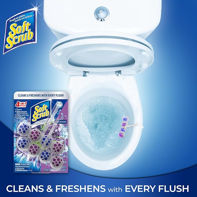 Soft Scrub 4-in-1 Rim Hanger Toilet Bowl Cleaner,Lavender,2 Count (Pack of 6)