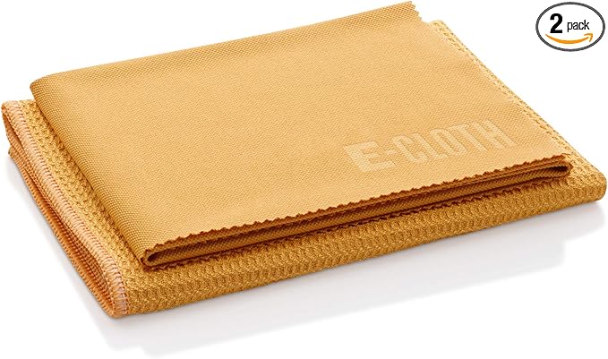 E-Cloth Microfiber Window Cleaning Cloth Kit - Glass Cleaning Cloth for Windows, Mirrors, Cars, Lenses, Eyeglasses, & More, Streak Free Clean, Machine Washable Reusable Towel - Tangerine Orange