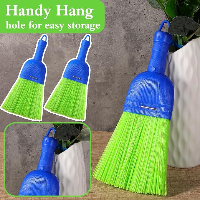 4 Pcs Whisk Broom Poly Fiber Handheld Brush Hand Brush Outdoor Car Broom with Hang Hole for Cleaning Indoor Porches Floors Decks Driveways Dirt Dust