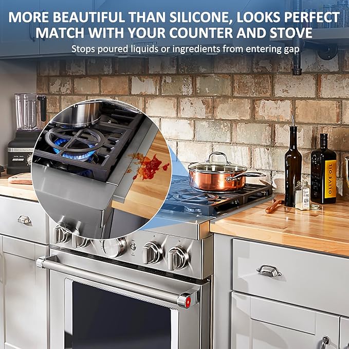 Tonhui Stainless Steel Stove Gap Covers, Kitchen Stove Counter Gap Filler, Stove Guard Counter Gap Cover Length 25.4" Heat Resistant for Years of Use - 2 PCS (Left and Right)