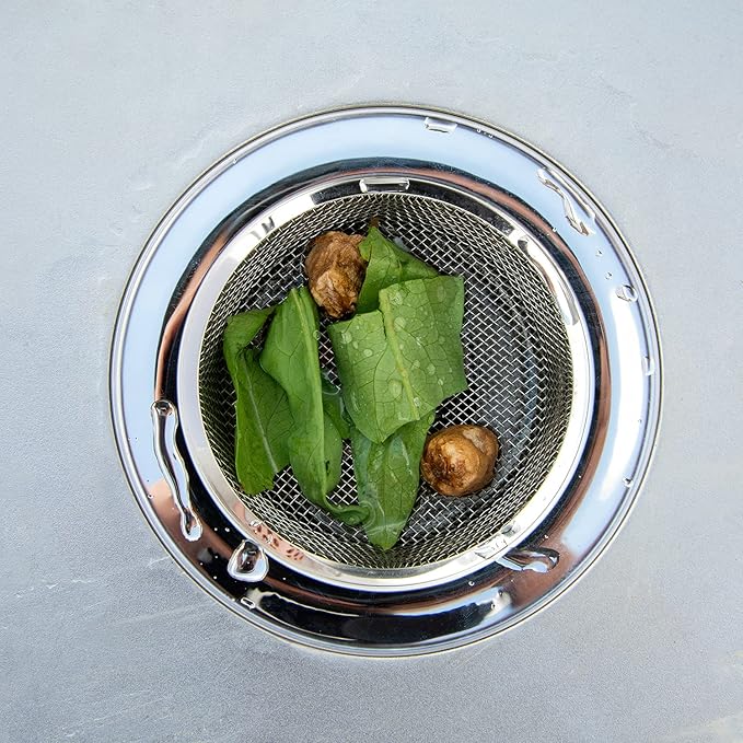 2PCS Kitchen Sink Strainer-Stainless Steel Mesh Drain Strainer,Large Wide Rim 4.5" Diameter