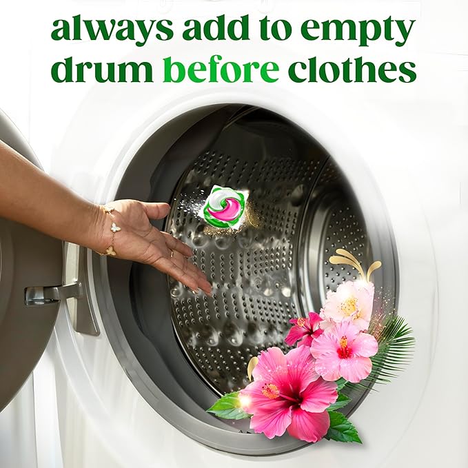 Gain Plus Flings Liquid Washing Detergent Pods, Gain's Best Clean, All-In-One, Happy Hibiscus Scent Laundry Pacs, 45 Count (Packaging May Vary)