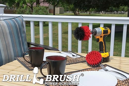 Outdoor Cleaning Supplies - Stiff Bristle Scrubber Kit for Home Use - Concrete, and Brick Scrubbing Tools - Headstone Restoration Brush Kit - Outdoor Grout and Siding Cleaning Brushes - Stiff Brushes