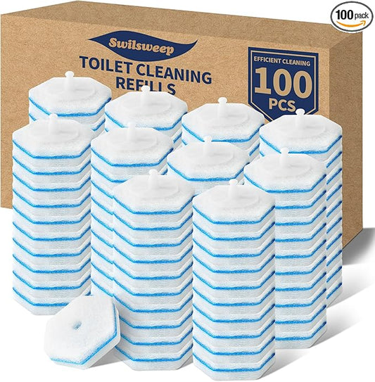 100 Count Toilet Bowl Wand Refills, Disposable Toilet Cleaner Refills, Disposable Wand Heads Compatible with Clorox and the Most Toilet Brushes,unscented