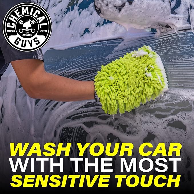 Chemical Guys Chenille Premium Scratch-Free Microfiber Wash Mitt for Car Washing,Lime Green,Ultra-Soft Car Wash Gloves,Swirl-Free Finish,Safe for Trucks,SUVs,Motorcycles,and More,(Pack of 24)