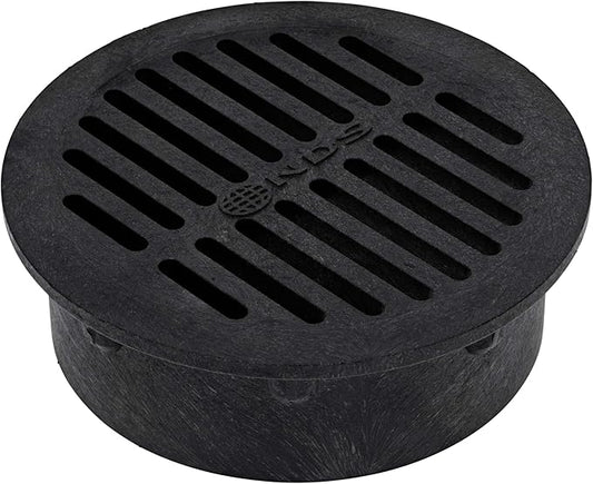 NDS 40, Grate Cover, Connects to Round 6 in. Speed-D Catch Basin 6 Inch Drain Pipes & Fittings, for Small Lawns, Landscaping, and Patios, Black Plastic