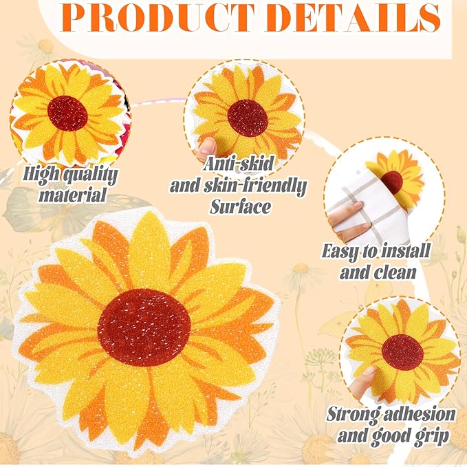 Yaomiao 24 Pcs Spring Non Slip Bathtub Stickers Shower Stickers Anti Slip Decal Threads Adhesive Appliques with Scraper Adhesive Decals for Safety Bathroom Tubs, Shower Floor, Stairs