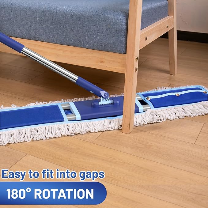 36" Commercial Dust Mop: Dry Dust Broom for Hardwood Floors Cleaning - 2 Mop Pads 59" Long Handle Heavy Duty Frame - Industrial Professional Cleaning Supplies for Hotel Warehouse School Janitor