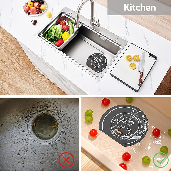 2-in-1 Shower Drain Hair Catcher & Bathtub Drain Cover, Odor-Proof Silicone Hair Stopper for Bathroom, Tub, Sink, Kitchen, Laundry - Prevents Clogs and Unpleasant Smells (2, Grey)