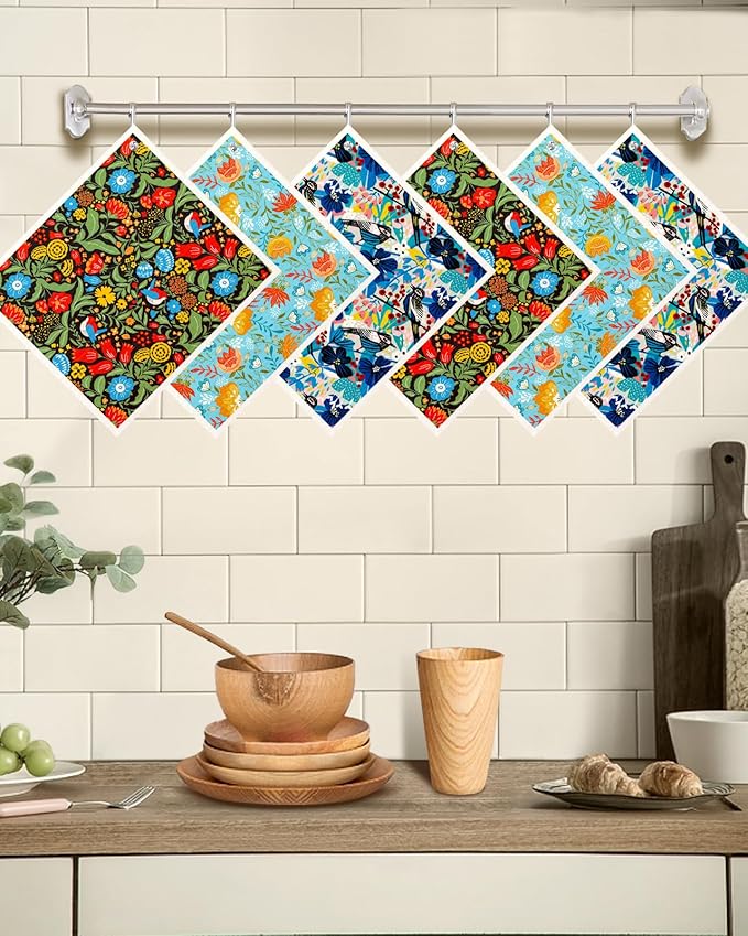 Miss Adola Kitchen Swedish Dishcloths with Hooks - 6 Pack Reusable Dish Cloths for Washing Dishes Fast Drying Cute Fun Swedish Dish Towels Washable Cleaning Sponge, Full Blown Flowers