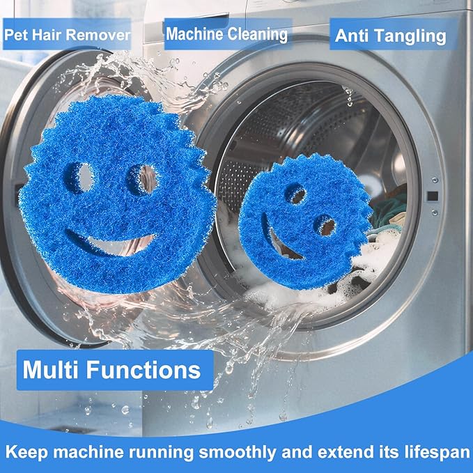 Pet Hair Remover for Laundry, 6PCS Reusable Dog & Cat Hair Remover Tool - Removes Pet Fur, Hair, Lint, Dander from Clothes &Washing Machine. (Blue, Smiling face)